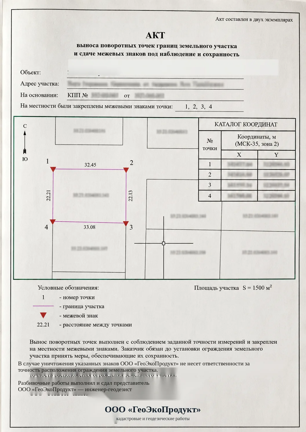 Акт выноса границ